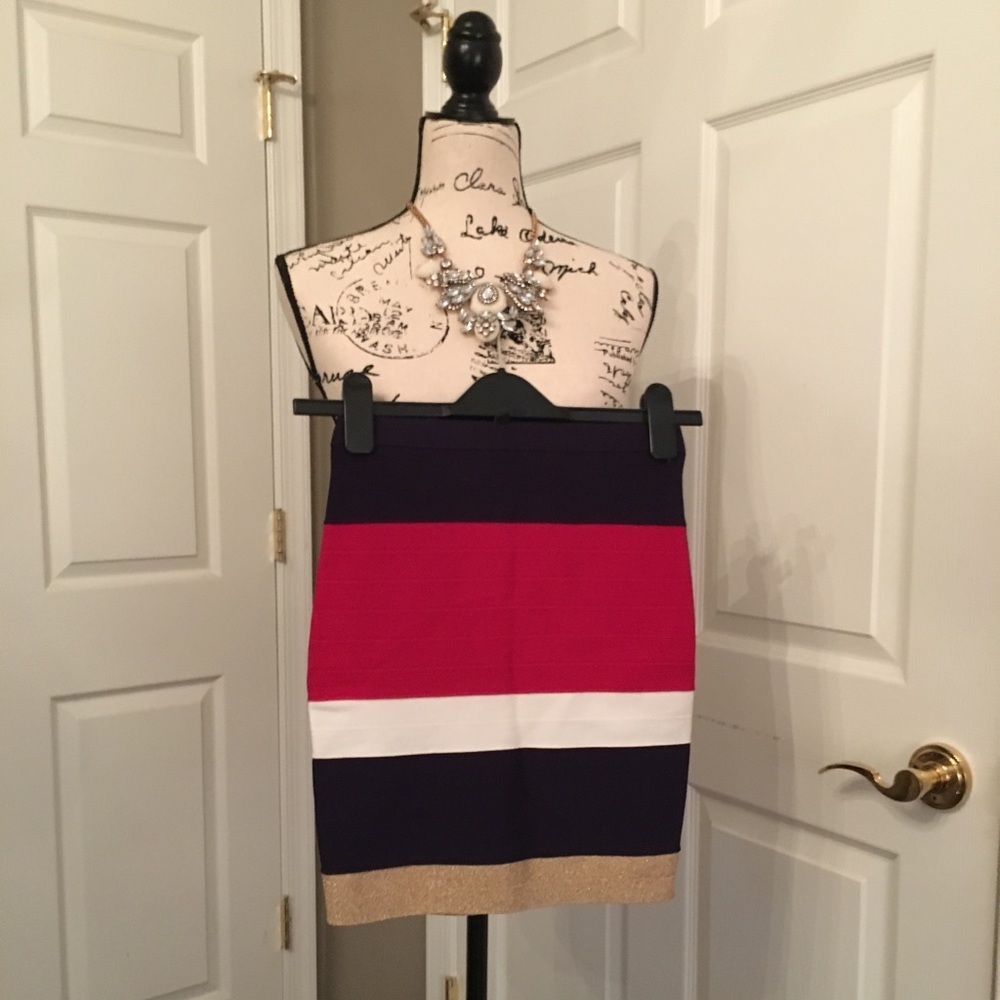 Marciano mini bodycon skirt. New w/o tags Y2K style stripe nautical Americana - Picture 2 of 7